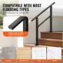 Outdoor Handrails for Steps, 2-3 Step Stair Rail Kit, Black Square Tube with Horizontal Bar, Carbon Steel Support Rails for Seni