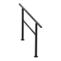 Outdoor Handrails for Steps, 2-3 Step Stair Rail Kit, Black Square Tube with Horizontal Bar, Carbon Steel Support Rails for Seni
