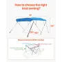 4 Bow Boat Bimini Tops, 600D Polyester Canopy with Aluminum Alloy Frame, Waterproof & Sun Shade Boat Awning Canopy with Storage 