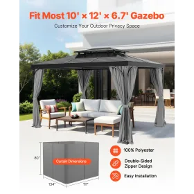 Gazebo Privacy Curtain 12 'x 10' x 6,7 'Vandtæt lysthus