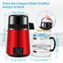 Water Distiller, 1 L/H, 4L Distilled Water Maker with 0-99 H Timing, 750W Countertop Water Purifier with Dual Temp Display, Glas