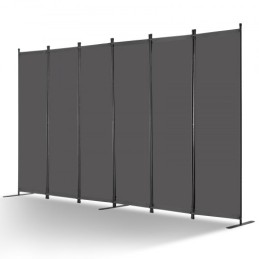 Room Divider 6 Panels Fabric Room Privacy Screen for Office Bedroom Grey