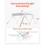4 Bow Boat Bimini Tops 96 "LX (73" -78 ") W x 54" H Markise