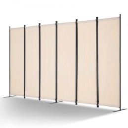 Room Divider 6 Panels Fabric Room Privacy Screen for Office Bedroom Beige