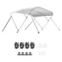 3 Bow Boat Bimini Tops, 600D Polyester Canopy with Aluminum Alloy Frame, Waterproof & Sun Shade Boat Awning Canopy with Storage 