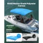 4 Bow Boat Bimini Tops, 600D Polyester Canopy with Aluminum Alloy Frame, Waterproof & Sun Shade Boat Awning Canopy with Storage 