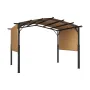 10 x 10 ft Outdoor Pergola, Arched Top Metal Pergola, Retractable Pergola with Sun Shade Canopy, Large Patio Shelter Pavilion, H