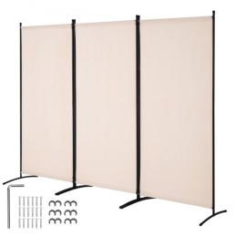 Room Divider 3 Panels Fabric Room Privacy Screen for Office Bedroom Beige