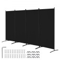 Room Divider 4 Panels Fabric Privacy Screen for Office Bedroom Black