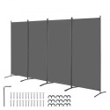 Room Divider 4 Panels Fabric Room Privacy Screen for Office Bedroom Grey
