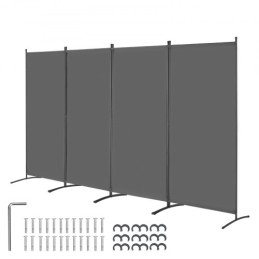 Room Divider 4 Panels Fabric Room Privacy Screen for Office Bedroom Grey