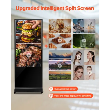 55 Inch Digital Signage Display, Touchscreen Digital Kiosk, Indoor Floor Standing Kiosk Display, 4K UHD LCD Screen, 2GB RAM & 32