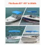 3 Bow Boat Bimini Tops, 600D Polyester Canopy with Aluminum Alloy Frame, Waterproof & Sun Shade Boat Awning Canopy with Storage 