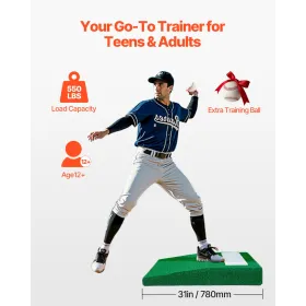 Pitching Mound, Portable Baseball Pitcher's Mound, 31 in Indoor Outdoor Pitching Practice and Training Equipment, Softball Pitch