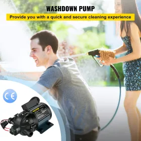 Washdown Pump, 12V DC, 7 GPM 60 PSI, Max. 10 FT Lift Self Priming Water Pump, w/ EPDM Valve, Universal Salt Water Strainer &