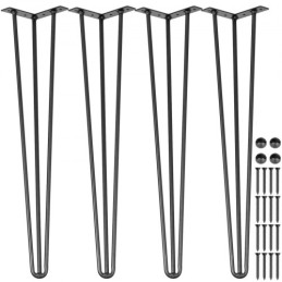 Hairpin Table Legs 24 inch Black Set of 4 Desk Legs Each 220lbs Capacity Hairpin Desk Legs 3 Rods for Bench Desk Dining End