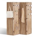 Wood Room Divider Portable Wooden Partition 4 Panel for Room Separation
