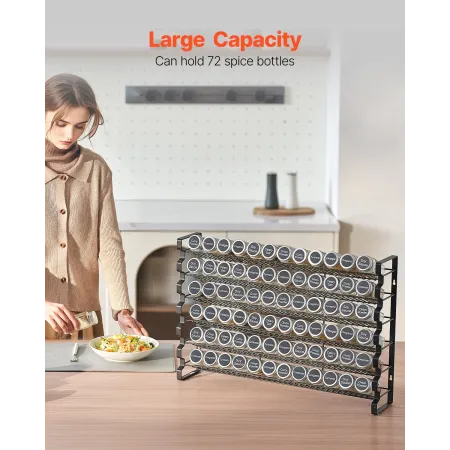 Spice Rack Organizer for Cabinet, Spice Organizer with 72 Empty Spice Jars, Lids, Spice Labels, and Funnel Complete Set, Seasoni