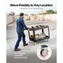 2-Shelf Utility Cart 550 lbs 37 x 25,4-tommer servicevogn med