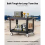 2-Shelf Utility Cart 550 lbs 37 x 25,4-tommer servicevogn med