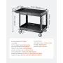 Utility Cart, 550 lbs Load Capacity, 37 x 25.4-inch Service Cart, Two-Shelf Heavy Duty Plastic Utility Cart with 360° Swivel Whe