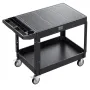Utility Cart, 550 lbs Load Capacity, 37 x 25.4-inch Service Cart, Two-Shelf Heavy Duty Plastic Utility Cart with 360° Swivel Whe
