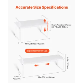 2 Tier Cabinet Organizer Shelf Counter Shelves Steel Storage Spice Rack