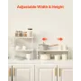 Adjustable Kitchen Cabinet Shelf Organizer, Expandable 2 Tier Cabinet Shelf, Stackable Countertop Organizers and Storage Shelf R