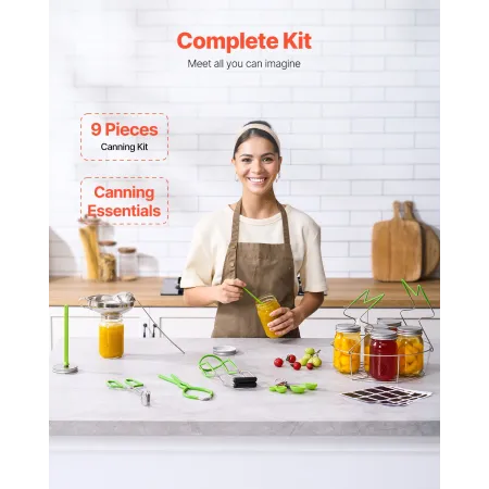 Canning Supplies Starter Kit 9 stykker rustfrit stål vandbad