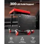 Mechanic Stool, 300 lbs Capacity Garage Seat/Work Stool with Wheels, 360° Swivel Rolling Workshop Stool with Tool Tray, Mechanic
