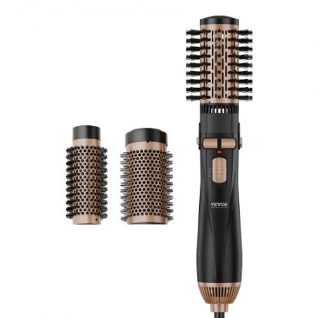 Rotating Hair Dryer Brush Hot Air Styling Brush with 3 Interchange Heads