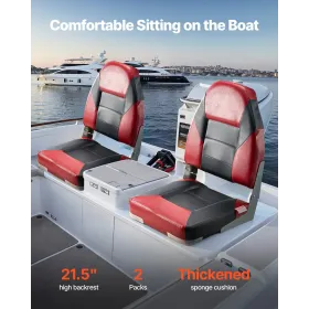 Boat Seat, High Backrest, Folding Fishing Boat Seat with Thickened Sponge Cushion & Waterproof PVC Leather, Aluminum Alloy Hinge