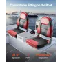 Boat Seat, High Backrest, Folding Fishing Boat Seat with Thickened Sponge Cushion & Waterproof PVC Leather, Aluminum Alloy Hinge