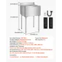 Commercial Ice Bin, 61 L Underbar Ice Bin, 24 x 19 x 37 in Stainless Steel Ice Chest with Sliding Lid, Bottle Holders, Adjustabl