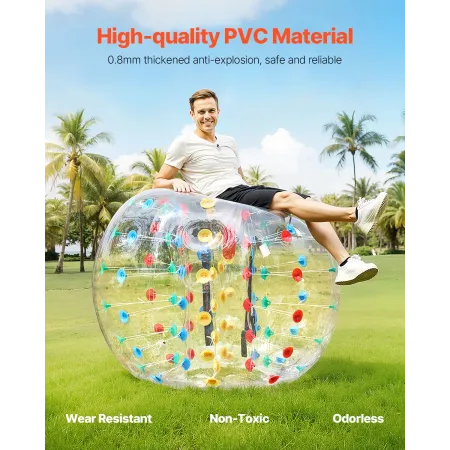 Inflatable Bumper Balls 1-Pack, 5FT/1.5M Body Sumo Zorb Ball, 0.8mm Thick PVC Human Hamster Bubble Knocker for Outdoor Sports Te