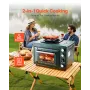 Outdoor Oven, 2-in-1 Portable Gas Camping Stove Oven Combo, Adjustable Fire, 60-Minute Timer, Windproof, with Grill Shelf and Ro