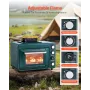 Outdoor Oven, 2-in-1 Portable Gas Camping Stove Oven Combo, Adjustable Fire, 60-Minute Timer, Windproof, with Grill Shelf and Ro