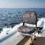 Boat Seat, Low Backrest, Folding Fishing Boat Seat with Thickened Sponge Cushion & PU Polyester Fabric, Strong PP Frame, Flip Up