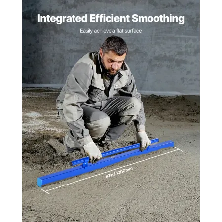 Concrete Screed, 48 Inch Screed with Level Vial, Easy Cleanup & End Cap Design, Aluminum Lightweight & Reversable Handle for Lev