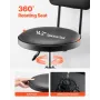 Shop Stool with Backrest, Pneumatic Garage Seat/Work Stool with 300 lbs Capacity, Adjustable Height Roller Creeper Seat, 360° Sw