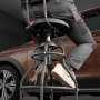 Shop Stool with Backrest, Pneumatic Garage Seat/Work Stool with 300 lbs Capacity, Adjustable Height Roller Creeper Seat, 360° Sw