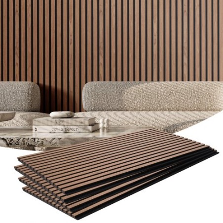 Wood Slat Acoustic Panels 23.6 x 47.2 inch for Modern Wall Decor Walnut