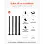 4-Pack Cable Railing Post, 36x1x2 In Horizontal-Hole Deck Railing Post with Pre-Drilled Holes, Stainless Steel Cable Rail Post w