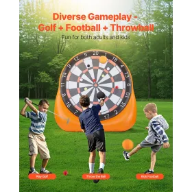 Inflatable Soccer Dart Board over 6 ft with 4 Kick Balls 12 Tennis Pump