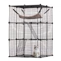 Large 3-tier Cat Cage 28 x 28 x 41" Metal Wire Playpen Catio with Hammock