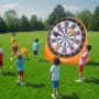 Inflatable Soccer Dart Board, over 6 ft High Giant Soccer Dart Board with 4 Kick Balls, 12 Tennis and Air Pump, 3-Min Setup, Ide