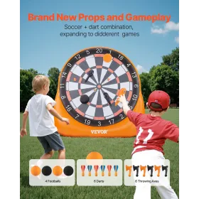 Inflatable Soccer Dart Board, over 6 ft High Giant Soccer Dart Board with 4 Kick Balls 6 Darts 6 Axe & Air Pump, 3-Min Setup, Id