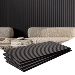 Wood Slat Acoustic Panels 23.6 x 47.2 inch for Modern Wall Decor Black Oak