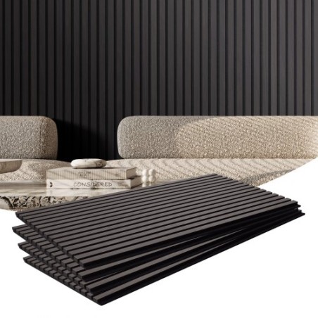 Wood Slat Acoustic Panels 23.6 x 47.2 inch for Modern Wall Decor Black Oak