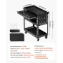 4-Tier Tool Cart with Wheels, 350 lbs Load Capacity, Rolling Work Cart with Drawer & Pegboard, Mechanic Tool Storage Organizer w